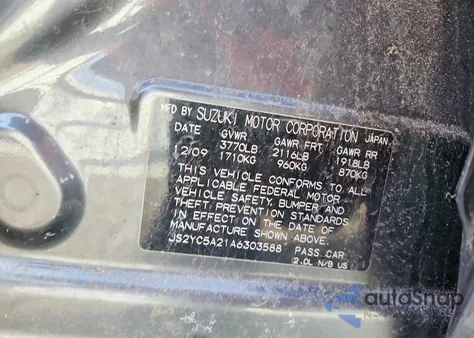 2010 Suzuki Sx4 Le из США, поврежденный, VIN JS2YC5A21A6303588